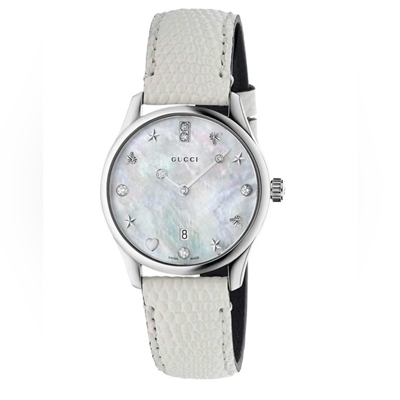GUCCI G-Timeless Mother of Pearl Diamond Quartz Dial Ladies Watch-NEW! - Picture 3 of 7